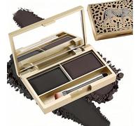 Eyebrow Powder Kit 2 Colours Fills - Waterproof Eyebrow Palette, Includes Dual-Angle Brush & Mirror For Easy Application. Long-Lasting, Smudge-Proof Brow Filler And Definer, Black and Dark Brown