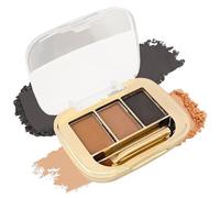 Eyebrow Powder Palette, 3 Brown Shades, Compact Gold-Tone Hinged Case | Gold-Tone Compact With Clear Hinged Lid, Dual-Ended Applicator For Shaping And Blending, Daily Make-Up And Travel Touch-Ups