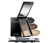 Eyebrow Powder Palette, 3 Colours Tinted Eyebrow Powder, Durable Waterproof, Grey Brown Series Brow Filler, Filling & Sculpt Full Eyebrows for Women, with Brow Brush Tool and Mirror Set03