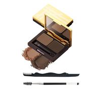 Eyebrow Powder Set, 2 Colour Waterproof Makeup Palette, Eyebrow Dyeing, Long Lasting Dark / Light Brown Eyebrow Powder Make-Up, Eyeshadow Contour Gift for Women, With Mirror Brush & Razor Set 01