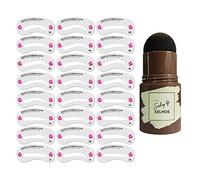 Eyebrow Powder Stamp Shaping Kit w/Eyebrow Stencils Black-brown and 24x,Black brown and 24 Pcs