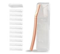 Eyebrow Razor with 10 Stainless Steel Blades and Portable Case. Women's Face Razor Made of Anti-Rust Alloys, Elegant and Durable, Sharpened Razor in Rose Gold