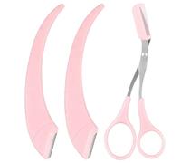 Eyebrow Scissors, 2-in-1 Eyebrow Trimmer Kit with Comb & 2 Razors for Precise Shaping, Stainless Steel Brow Grooming Tools for Women & Men