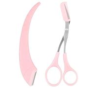 Eyebrow Scissors, 2-in-1 Eyebrow Trimmer Kit with Comb & Razors for Precise Shaping, Stainless Steel Brow Grooming Tools for Women & Men