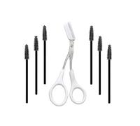 Eyebrow Scissors With Comb 13cm Stainless Steel Eyebrow Trimming Scissors for Eyebrows Grooming and Eyelash Shaping with 6 Pcs Spoolies Brush