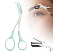 Eyebrow Scissors with Comb - 2025 New Stainless Steel Trimmer for Men & Women - Non-Slip Finger Grips, Precise Brow Shaping (Pink)(Green)