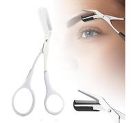 Eyebrow Scissors with Comb - 2025 New Stainless Steel Trimmer for Men & Women - Non-Slip Finger Grips, Precise Brow Shaping (Pink)(White)