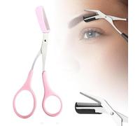 Eyebrow Scissors with Comb - 2025 New Stainless Steel Trimmer for Men & Women - Non-Slip Finger Grips, Precise Brow Shaping (Pink)(Pink)