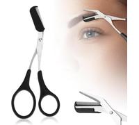 Eyebrow Scissors with Comb - 2025 New Stainless Steel Trimmer for Men & Women - Non-Slip Finger Grips, Precise Brow Shaping (Pink)(Black)