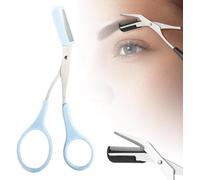Eyebrow Scissors with Comb - 2025 New Stainless Steel Trimmer for Men & Women - Non-Slip Finger Grips, Precise Brow Shaping (Pink)(Blue)