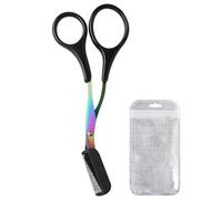 Eyebrow Scissors with Comb, Stainless Steel Eyebrow Trimmer & Grooming Kit for Women, Precision Facial Hair Scissors with Non-Slip Handle and Protective Case, Black, Décorations du Nouvel An