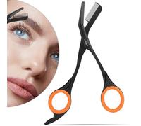Eyebrow Scissors with Combs For Trimming and Shaping, Powder Steel, Black | Brow Trimmer, Gifts For Stocking Stuffers Men Women Older Father Mother Husband