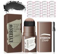Eyebrow Stamp and Eyebrow Stencil Kit, Eyebrow Stencils for Shaping 24pcs Reusable with Brow Brush, Eyebrow Shaping Kit and Brow Stamp Long-Wear & Waterproof for Natural Eyebrow Color (Black)