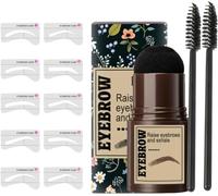 Eyebrow Stamp and Eyebrow Stencil Kit,Long Lasting Eyebrow Stencil with 10Reusable Stencils Multifunctional Brow,Eyebrow Makeup All-Day Wear,Waterproof Eye Brow Stamping and Shaping Kit，Black Brown