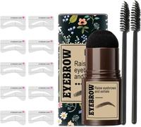 Eyebrow Stamp and Eyebrow Stencil Kit, Long Lasting Eyebrow Stencil with Reusable Stencils and Brush, Multifunctional Brow, Eyebrow Makeup All-Day Wear for Women (Medium Brown)