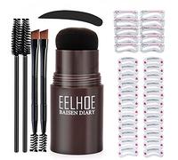 Eyebrow Stamp Shaping Kit, One Step Brow Stamp Stencil Kit with 1Pc Definer Eyebrow Stamp, 10Pcs Large Eyebrow Stencils, 24Pcs Small Eyebrow Stencils, 4Pcs Eyebrow Brushes for Eyebrow Makeup (Dark grey)