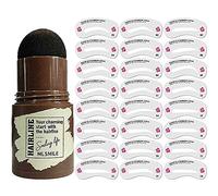 Eyebrow Stamp Shaping Kit, One Step Brow Stamp Waterproof Eye Brow Stamp with 24PC Reusable Eyebrow Stencil Kit Eyebrow Definer Eye Makeup Shaping Tool for Women Girls (Dark Brown)