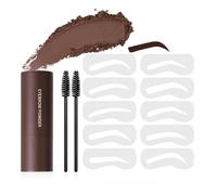 Eyebrow Stamp Stencil Kit,10 Reusable Eyebrow Stencils & 2 Eyebrow Pen Brushes Kit,Two Usages for Hairline Shadow Powder & Eyebrow Stamp Powder Stencil,Waterproof Lasting No Transfer Dark Brown