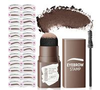 Eyebrow Stamp Stencil Kit - Eyebrow Powder and Eyebrow Stencils for Shaping with Eyebrow Brush, Long-Lasting Waterproof Brow Shaping Kit with 24 Reusable Thin & Thick Eyebrow Stencils (Dark Brown)