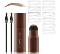 Eyebrow Stamp Stencil Kit, One Step Perfect Brow Stamp Shaping Kit Waterproof Eyebrow Powder Shaping Makeup, with 10 Reusable Eyebrow Stencils 2 Eye Brushes (Light Brown)