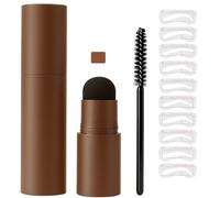 Eyebrow Stamp Stencil Kit - Waterproof Brow Powder with 10 Reusable Shaping Templates and 2 Brushes, Easy to Apply for Shaping, Filling and Defining Natural or Bold Eyebrows (Dark brown)