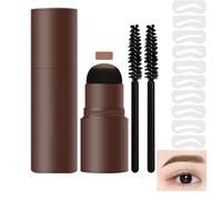 Eyebrow Stamp Stencil Kit - Waterproof Brow Powder with 10 Reusable Shaping Templates and 2 Brushes, Easy to Apply for Shaping, Filling and Defining Natural or Bold Eyebrows (Light brown)