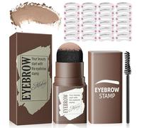 Eyebrow Stamp Stencil Kit - Waterproof Brow Stamp with Brush Long-Lasting Eyebrow Stencils for shaping with 24 Reusable Eyebrow Stencils for Vivid Eyebrow Color (Light Brown)