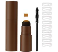 Eyebrow Stamp Stencil Kit, Waterproof Eye Brow Stamp Powder and Stencil Set, Eyebrow Stamp, 10 Reusable Brow Stencil Templates & 2 Brow Brushes, For Flawless Sculpted Brows and Shading (Natural Brown)