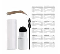 Eyebrow Stamp Stencil Kit Waterproof, Eyebrow Stamp Shaping Kit Definer with 12 Reusable Eyebrow Stencils for Perfect Browsfor Women & Girls (Light Brown)