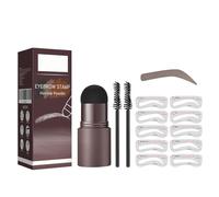 Eyebrow Stencil Kit, Eyebrow Stamp, Eye Brow Shaper with 10 Reusable Eyebrow Stencils & 2 Eyebrow Pen Brushes, Professional Waterproof Brow Powder Stamp, 3 in 1 Hairline Shadow Powder (Dark Brown,#02)