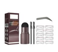 Eyebrow Stencil Kit, Eyebrow Stamp, Eye Brow Shaper with 10 Reusable Eyebrow Stencils & 2 Eyebrow Pen Brushes, Professional Waterproof Brow Powder Stamp, 3 in 1 Hairline Shadow Powder (Dark Grey)