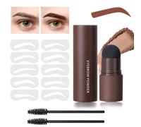 Eyebrow Stencil Kit - Eyebrow Stamp Stencil Kit - 3 in 1 Hairline Shadow Powder with 10 Styles Reusable Eyebrow Stencils, 2 Eyebrow Pen Brushes (Natural brown)