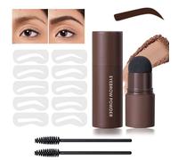 Eyebrow Stencil Kit - Eyebrow Stamp Stencil Kit - 3 in 1 Hairline Shadow Powder with 10 Styles Reusable Eyebrow Stencils, 2 Eyebrow Pen Brushes (Dark Brown)