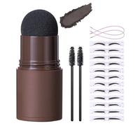 Eyebrow Stencil Kit, Eyebrow Stamp, Waterproof Brow Stamp Stencil Kit, 3 in 1 Hairline Shadow Powder, Makeup Tools with 12 Reusable Eyebrow Stencils, Brow Filler Powder Long Lasting(Dark Brown)