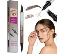 Eyebrow Stencil Kit, Luxury Eyebrow Pencil for Women, 2-in-1 Dual-Ended Micro Waterproof Brow Pencil with 4D Angled Tip & Ultra-Fine Tip, Natural Hair-Like Strokes, Long Lasting Makeup - Light Brown
