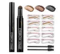Eyebrow Stencil Kit, Upgraded Eyebrow Stamp Kit with 10 Eyebrow Stencil and 2 Eyebrow Brush, Waterproof Smudge-proof Eyebrow Tattoo Pen Brow Powder Eyebrow Shaping Kit for Beginners (Light Brown)