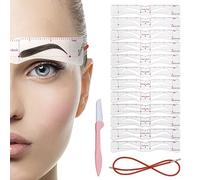 Eyebrow Stencil Shaper Kit, 12 Pieces Reusable Shapers Template Stencils with 1 Straps and 1 Razor Trimmer, DIY Stamp Kit for Grooming and Drawing Brows for 3 Minutes Makeup