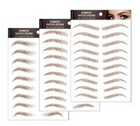 Eyebrow Tattoo Peel Off - 30 Pairs of Stick-on Eyebrows, Hair-Like Realistic, Waterproof Transfers, 3 Different Shapes, Long-Lasting for Women & Girls Makeup (Brown)