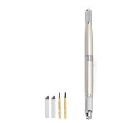Eyebrow Tattoo Pen, Microblading Pen 5 In 1 Stainless Steel Double-End Manual Permanent Makeup Pen, With 2Pcs Pcd 14Pins + 2Pcs Round Needles (Silver)
