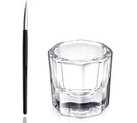 Eyebrow Tint Brush, Glass Dappen Dish with Octagonal Design, Reusable Professional Nail Art Tool Set