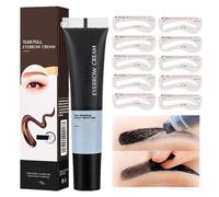 Eyebrow Tint Tattoo Peel Off Eyebrow Gel Semi-Permanent Colour Brow Tattoo Gel Lasts Up To 3 Days, Waterproof Brow Tint With 10Pcs Eyebrow Stamp Stencil, Eyebrow Makeup Gift For Women(Dark Brown)