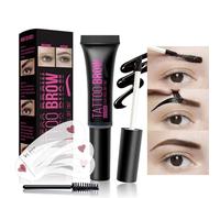 Eyebrow Tint Tattoo Peel Off Eyebrow Gel Tint Kit Semi-Permanent Colour Brow Tattoo Gel Lasts Up To 3 Days Waterproof Eyebrow Dye Makeup with Brow Brush, Eyebrow Stencil (Medium brown)