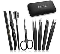 Eyebrow Trimmer 8-Pack - Eyebrow Tweezers Set - Eyebrow Shaping Kit for Women & Men With Razor, Brush With Comb, Pencil, and Scissors in Padded Case