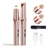 Eyebrow Trimmer for Women, Rechargeable Eyebrow Hair Remover, Painless Electric Razor with 2 x Replacement Heads, Eye Brow and Face Shaver Hair Removal