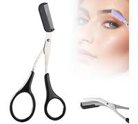 Eyebrow Trimmer Scissor - 2 in 1 Eyebrow Scissors with Comb, Curved Eye Brow Razor, Beauty Accessories Gift for Men Women (Black)