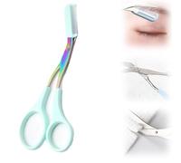 Eyebrow Trimmer Scissor 2024 New Stainless Steel Eyebrow Scissors with Comb Portable Non Slip Professional Eyebrow Trimmer for Women (Blue)