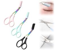 Eyebrow Trimmer Scissor 2024 New Stainless Steel Eyebrow Scissors with Comb Portable Non Slip Professional Eyebrow Trimmer for Women (Mix-3 Colors)