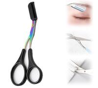 Eyebrow Trimmer Scissor 2024 New Stainless Steel Eyebrow Scissors with Comb Portable Non Slip Professional Eyebrow Trimmer for Women (Black)