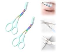 Eyebrow Trimmer Scissor 2024 New Stainless Steel Eyebrow Scissors with Comb Portable Non Slip Professional Eyebrow Trimmer for Women (Blue*2)