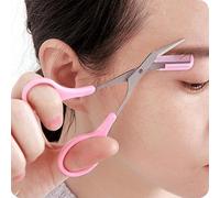 Eyebrow Trimmer Scissors with Comb, Professional Precision Trimmer Eyebrow Eyelash Hair Remover Cut Scissors Beauty Tool for Men Women (Pink)